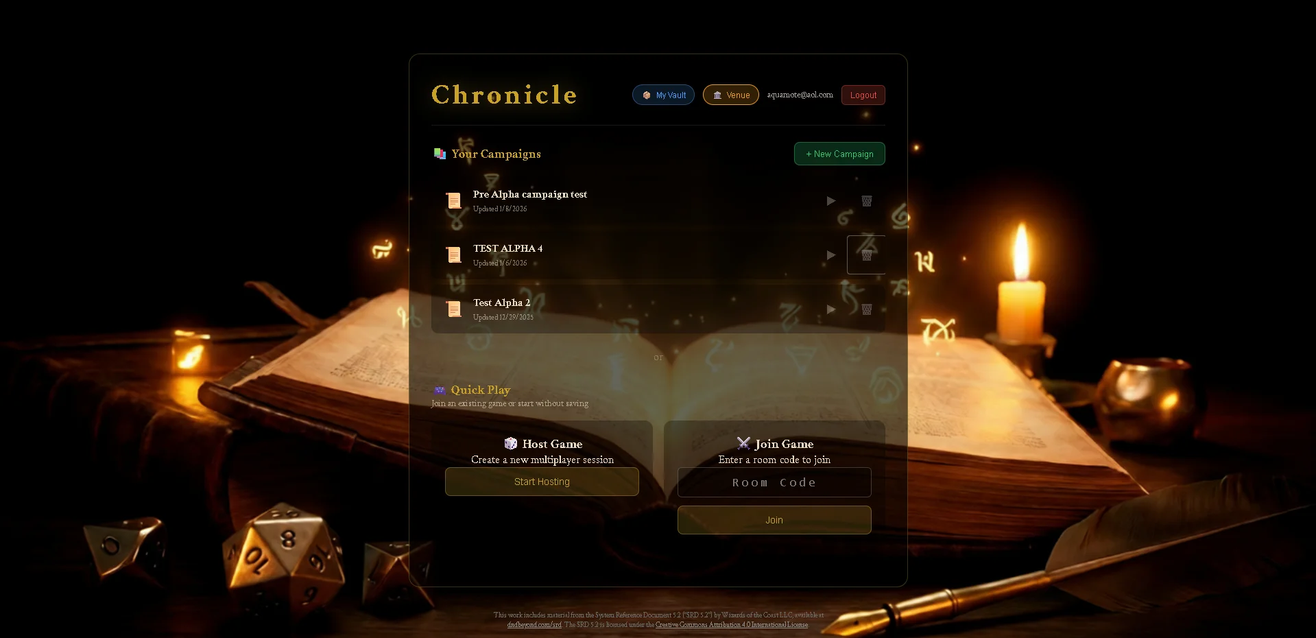 ChronicleVTT Campaign Lobby